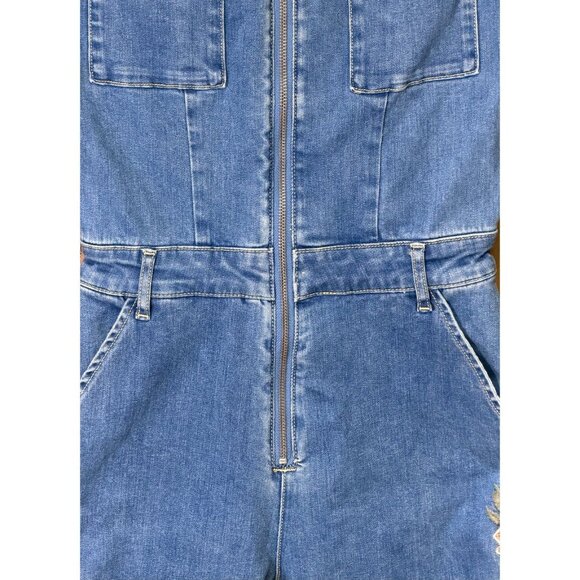 Free People x Driftwood Neptune Embroidered Denim Jumpsuit XS - Picture 11 of 16